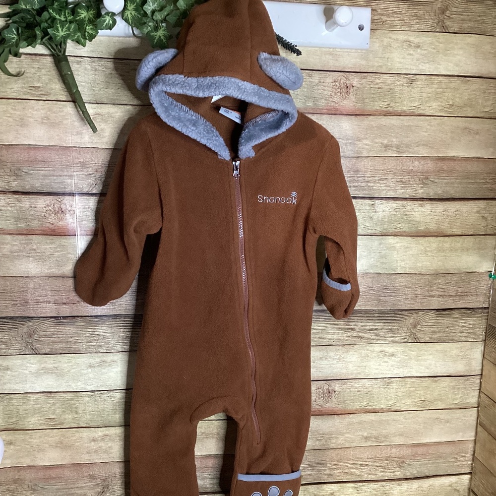 Fleece Baby Bunting Bodysuit Bear Winter Suit Size 6-12 months
